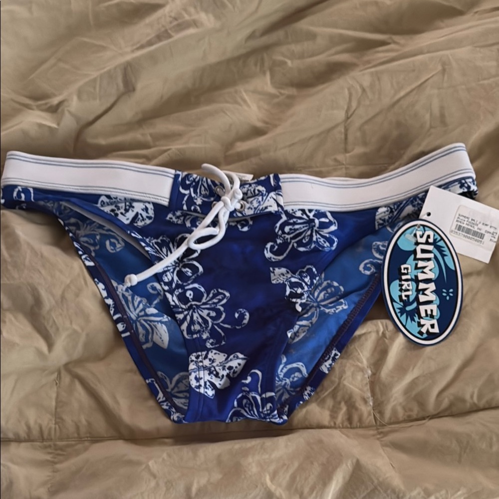 Blue Floral Bikini Bottom